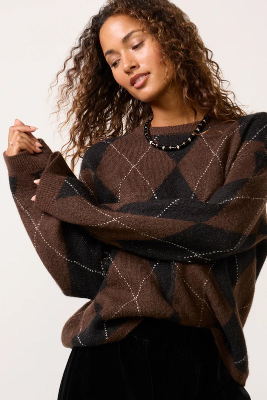 Argyle Crew Pullover in Espresso | Sanctuary