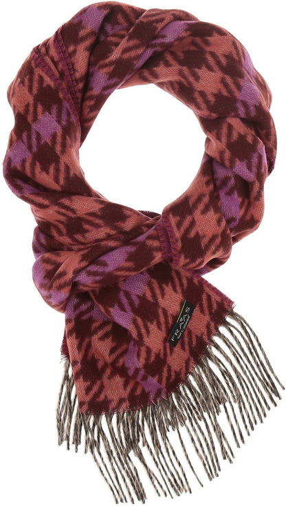 Houndstooth Check Cozy Scarf in Barberry