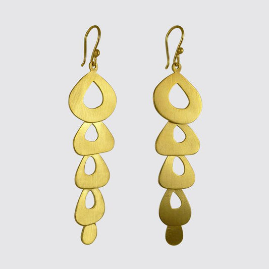 Tiered Cascade Drop Earrings in Gold