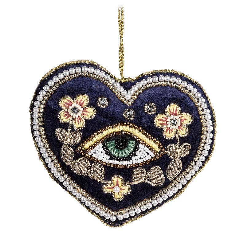 Sacred Eye Heart Beaded Ornament