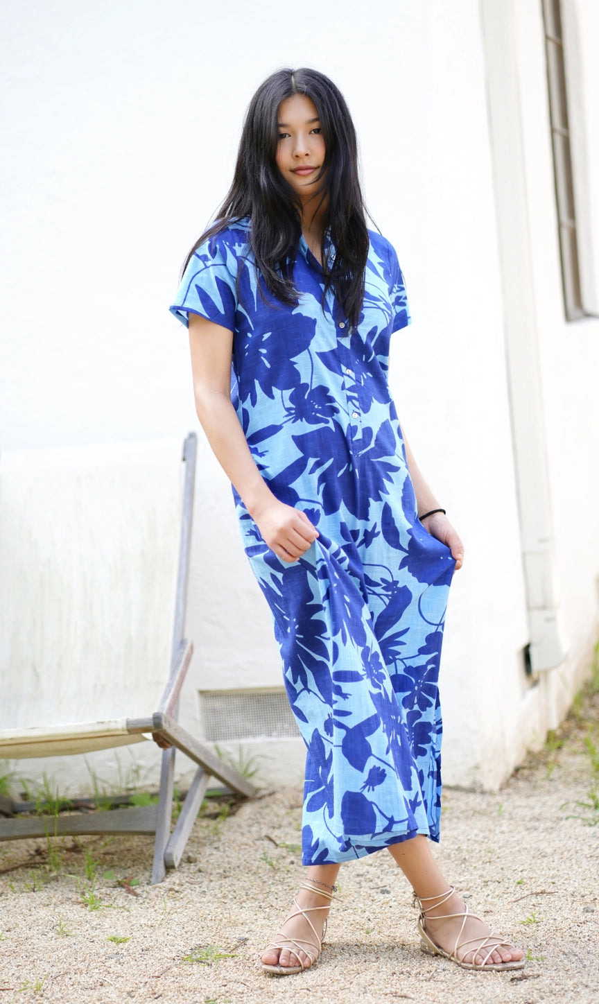 Carrie Cotton Dress in Blue