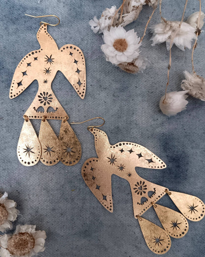 Brass Eagle Earrings