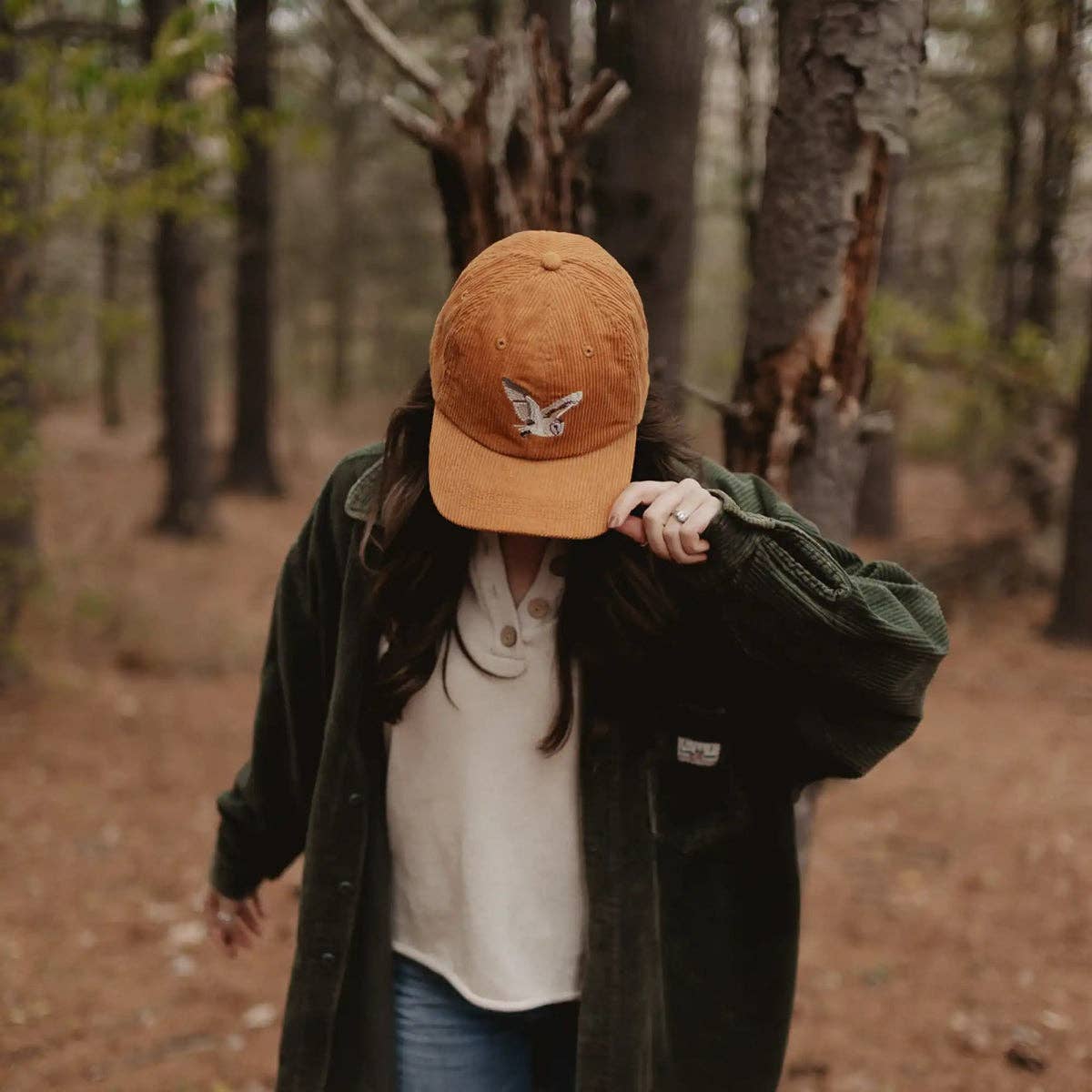 Barn Owl Corduroy Hat in Amber