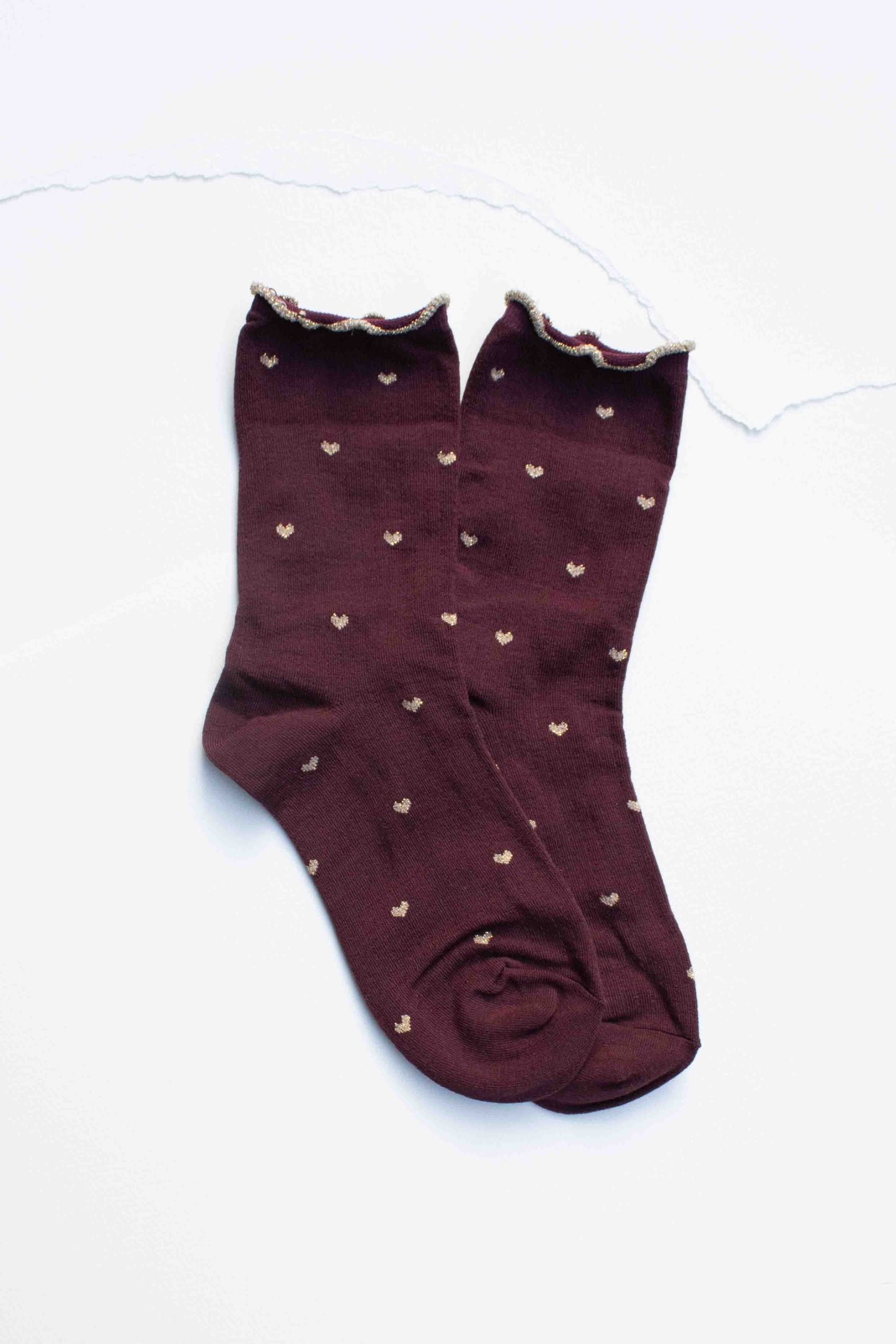 Wine Ruffle Heart Socks