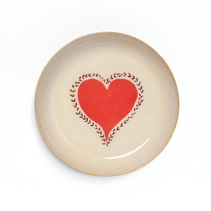 Round Enamel Tray - Heart