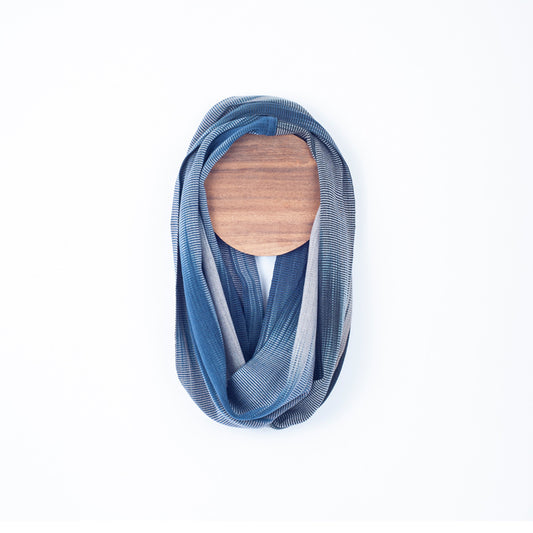 Handwoven Bamboo Infinity Scarf in Dark Denim