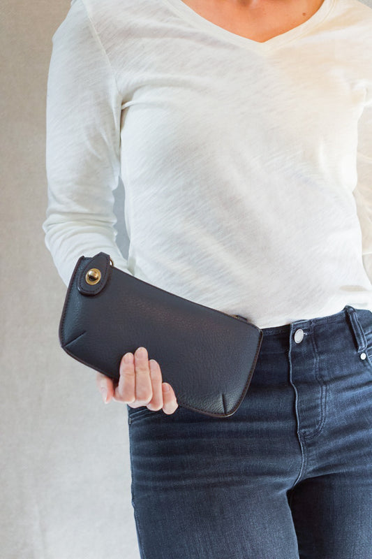 Mini Crossbody Wristlet Clutch in Midnight Blue