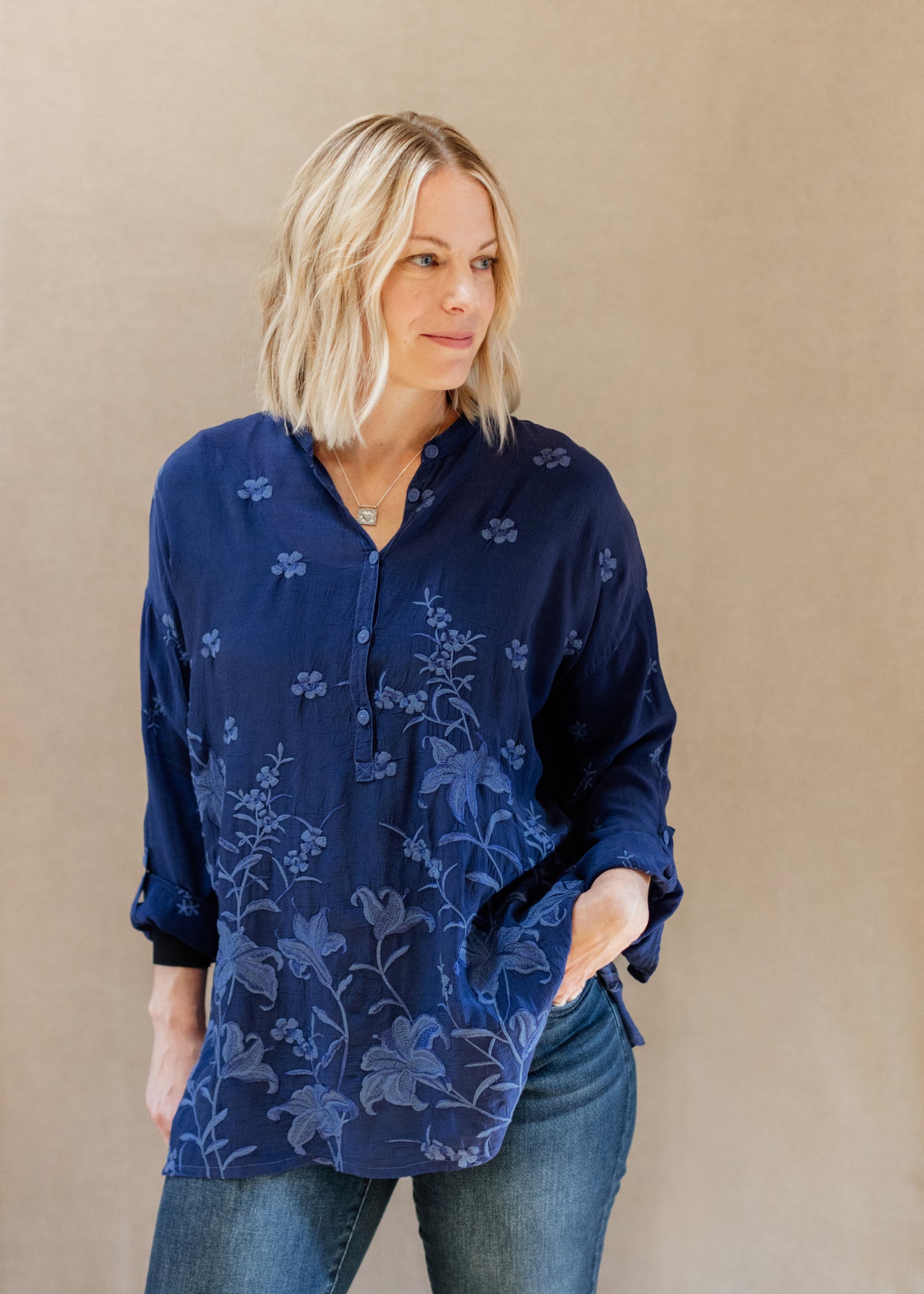 Audrey Oversized Tunic in Beacon Blue