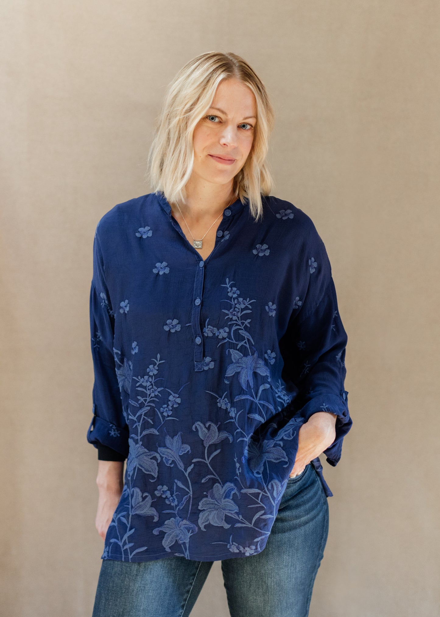 Audrey Oversized Tunic in Beacon Blue