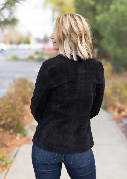 Fitted Blazer in Black Velvet