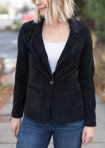 Fitted Blazer in Black Velvet