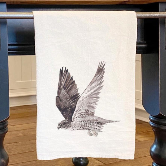 Watercolor Hawk Cotton Tea Towel