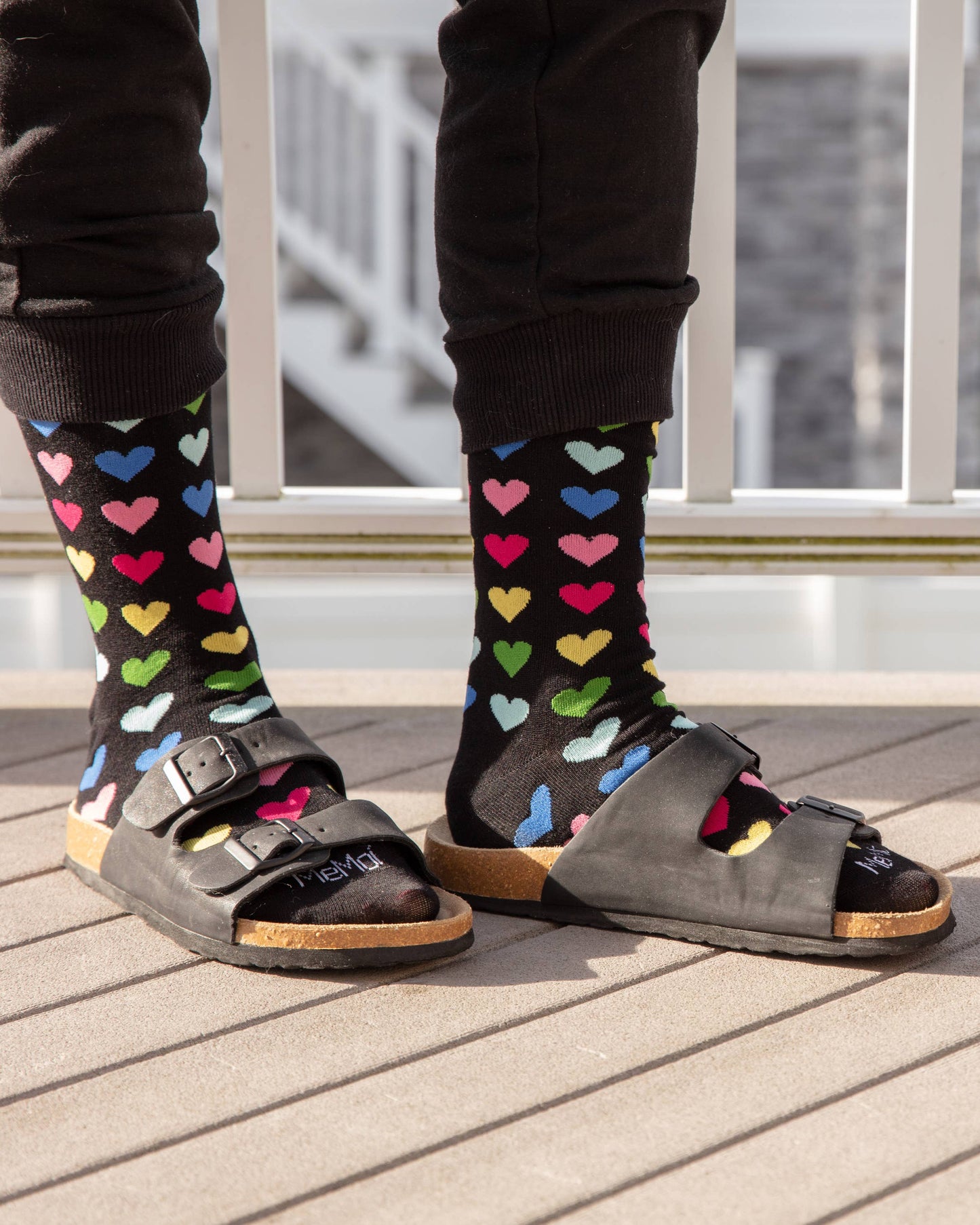 Multicolored Hearts Bamboo Crew Socks