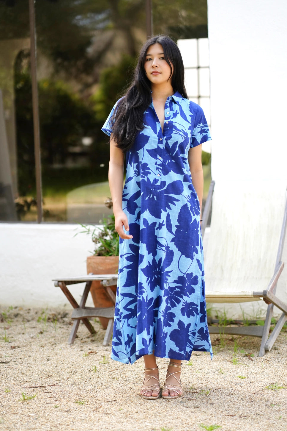 Carrie Cotton Dress in Blue