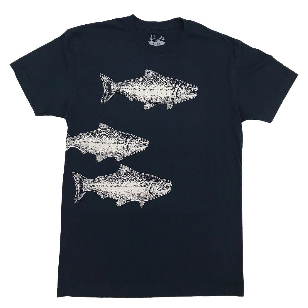 Swimming Salmon Tee in Navy