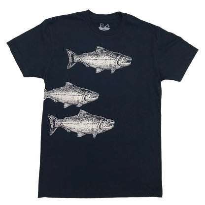 Swimming Salmon Tee in Navy