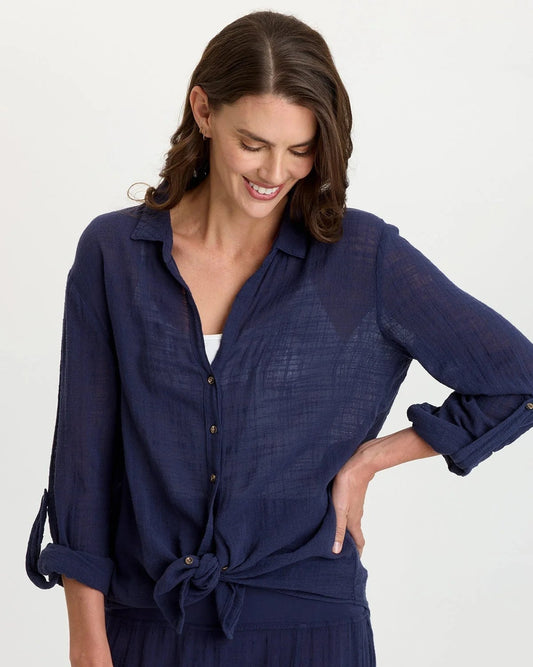 Porter Button Shirt in Navy | Wearables