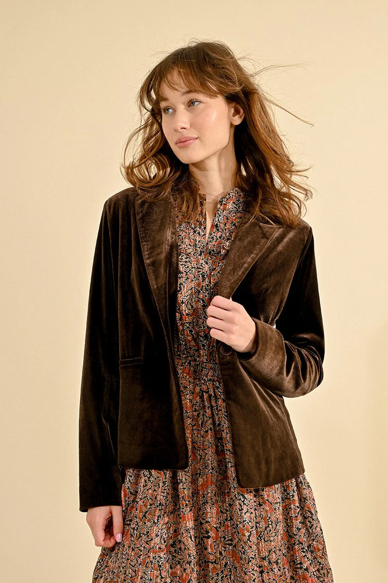 Velvet Blazer in Chocolate | Molly Bracken