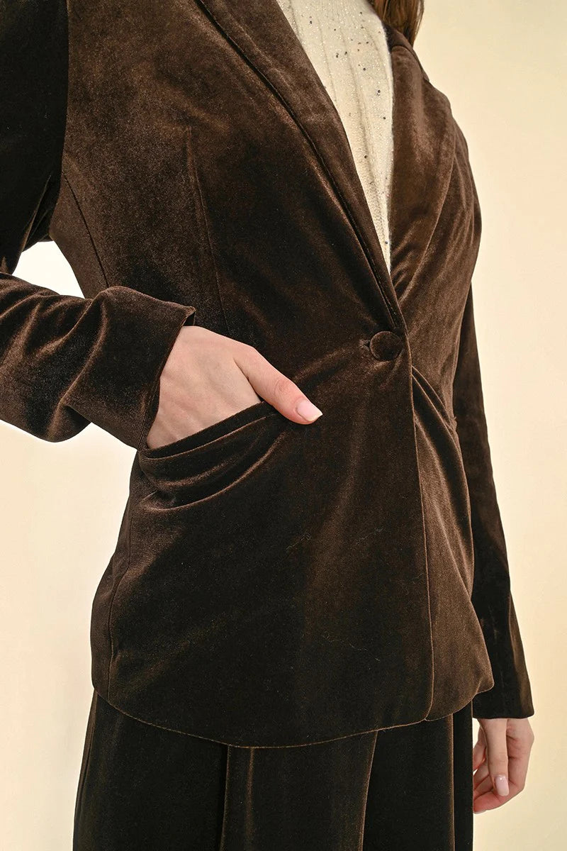 Velvet Blazer in Chocolate | Molly Bracken