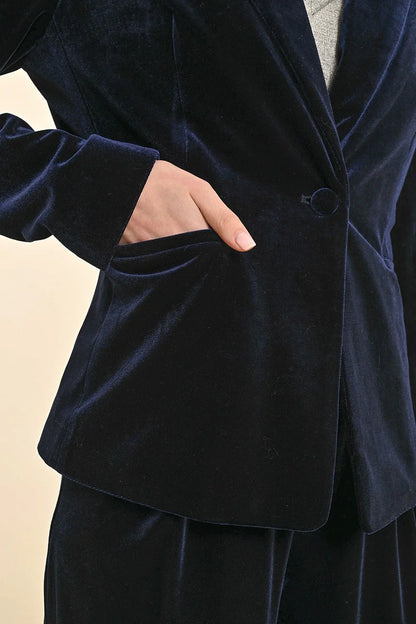 Velvet Blazer in Dark Navy | Molly Bracken
