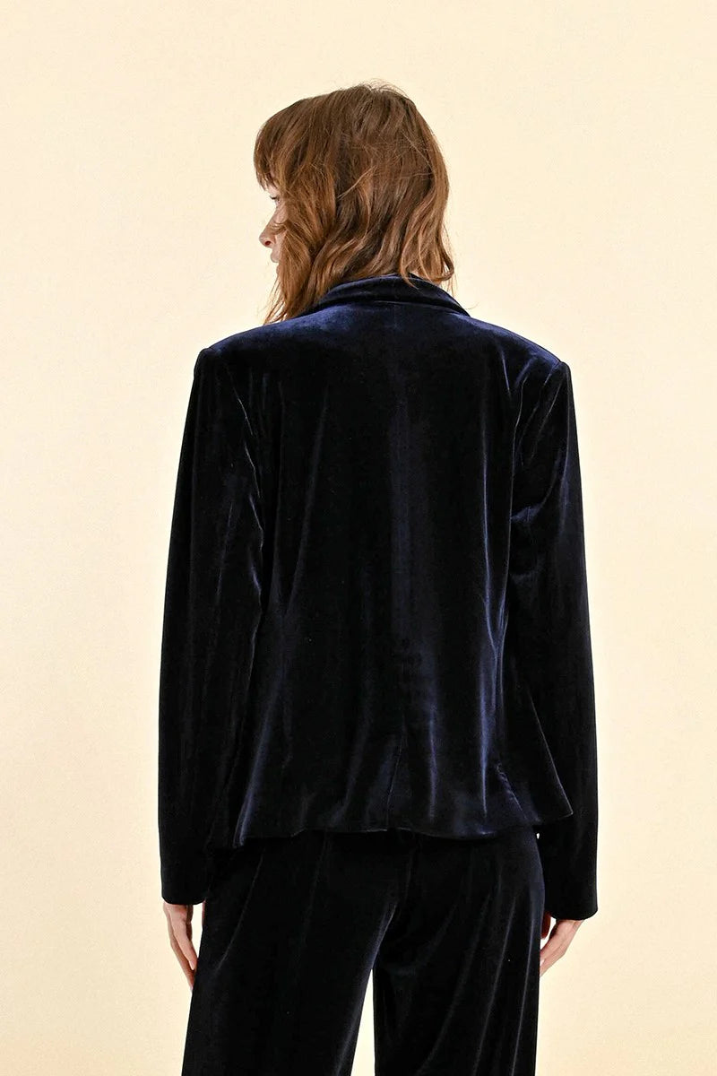 Velvet Blazer in Dark Navy | Molly Bracken