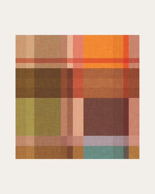 Orange Plaid Beverage Napkins