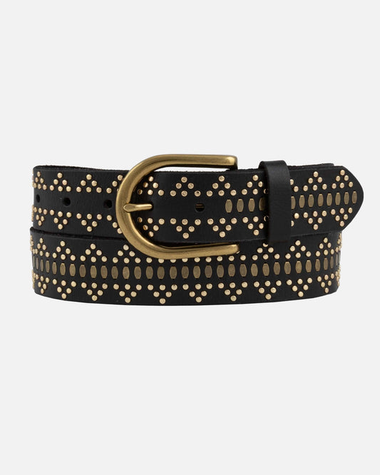 Elora Studded Leather Belt in Black
