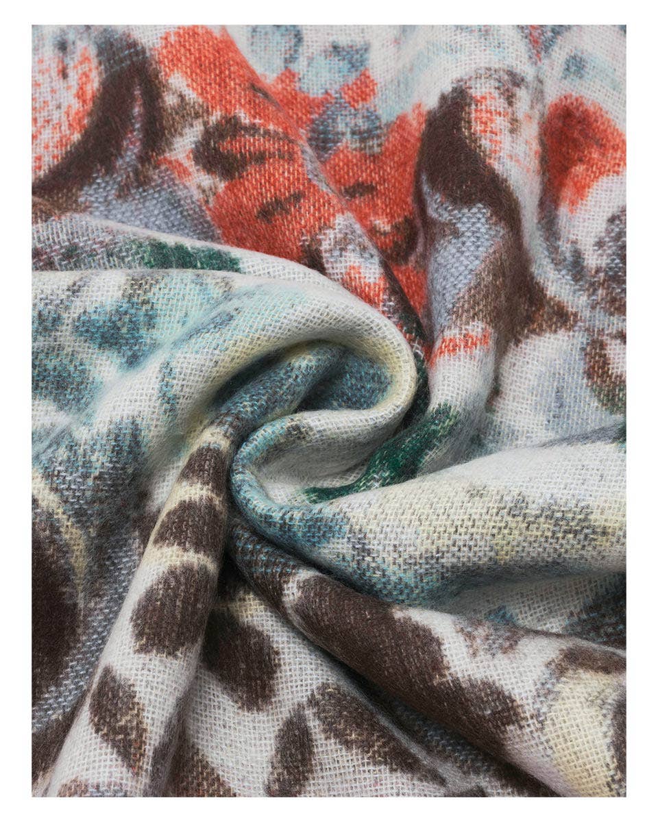 Floral Cozy Scarf in Zen Blue
