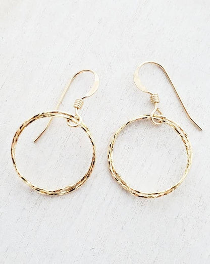 Gold Diamond Cut Circle Earrings