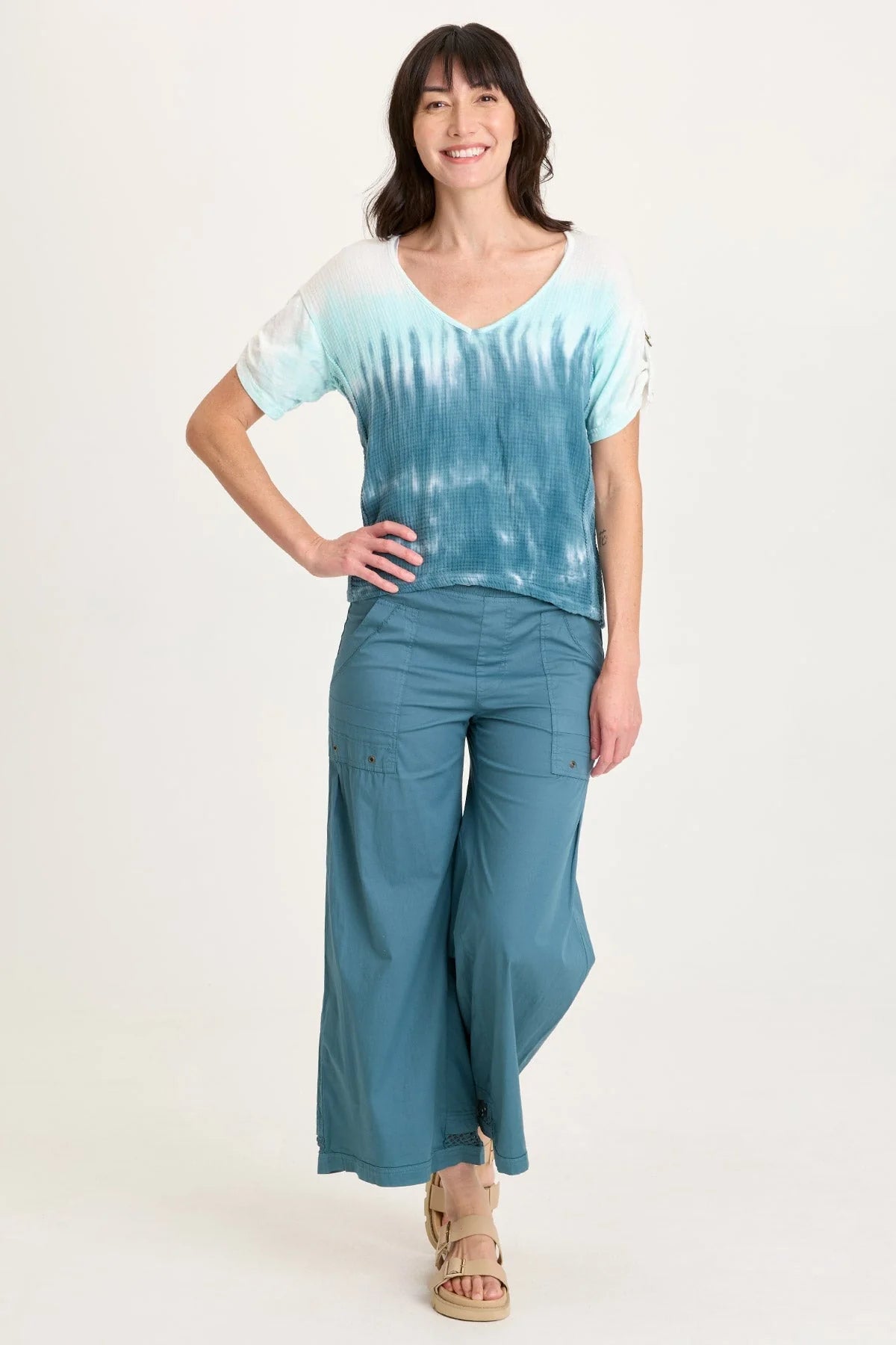 Roel Poplin Pant in Dark Turquoise | XCVI