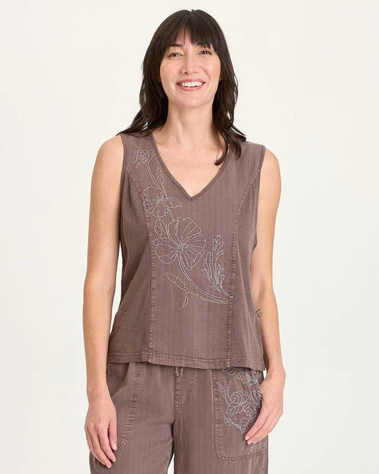 Siska Embroidered Tank in Virtuoso | XCVI