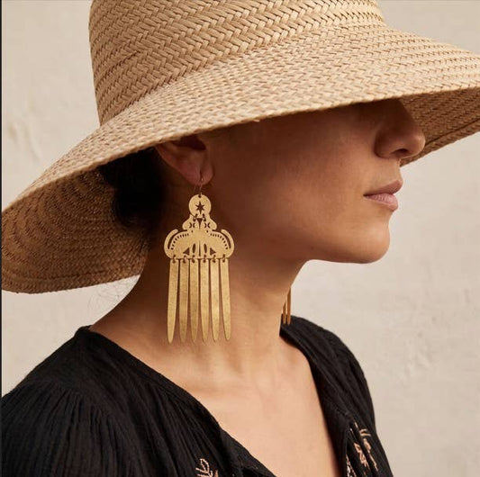 Brass Cat Dangle Earrings