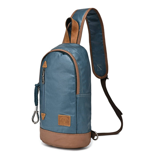Coated Canvas Sling Bag in Teal