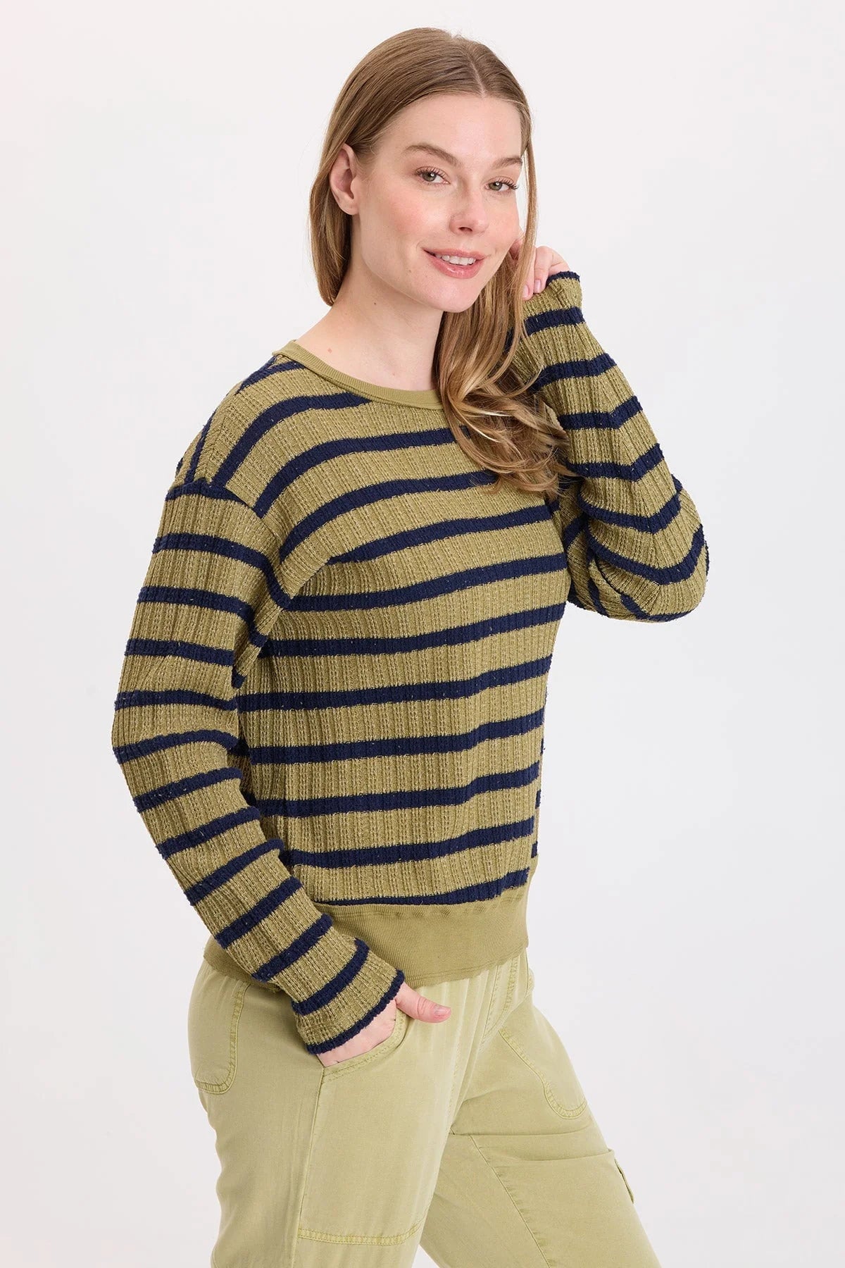 Goldie Striped Long Sleeve in Artichoke | Wearables
