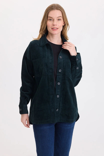 Lincoln Corduroy Shacket in Dark Teal | Wearables
