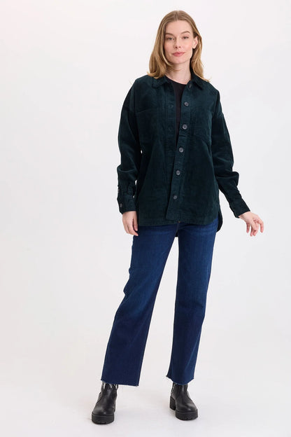 Lincoln Corduroy Shacket in Dark Teal | Wearables