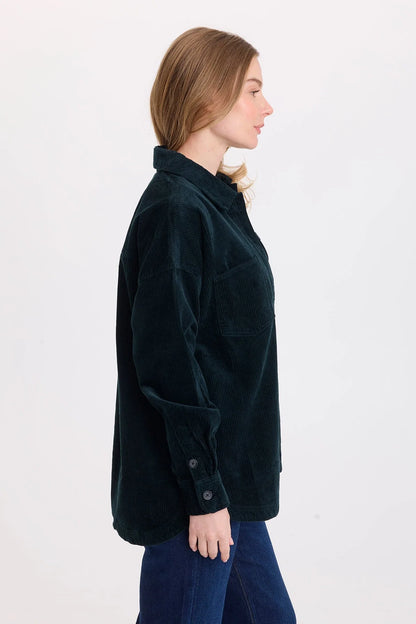 Lincoln Corduroy Shacket in Dark Teal | Wearables