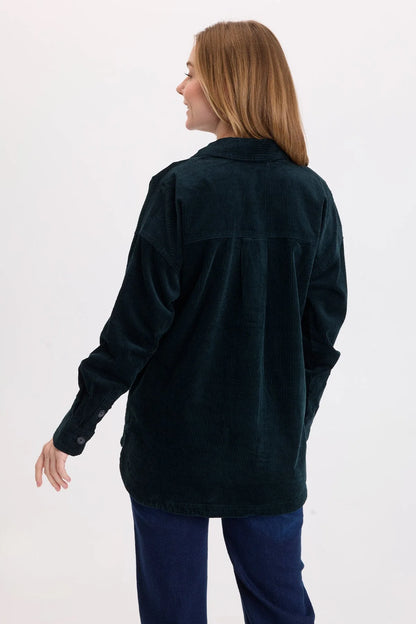 Lincoln Corduroy Shacket in Dark Teal | Wearables