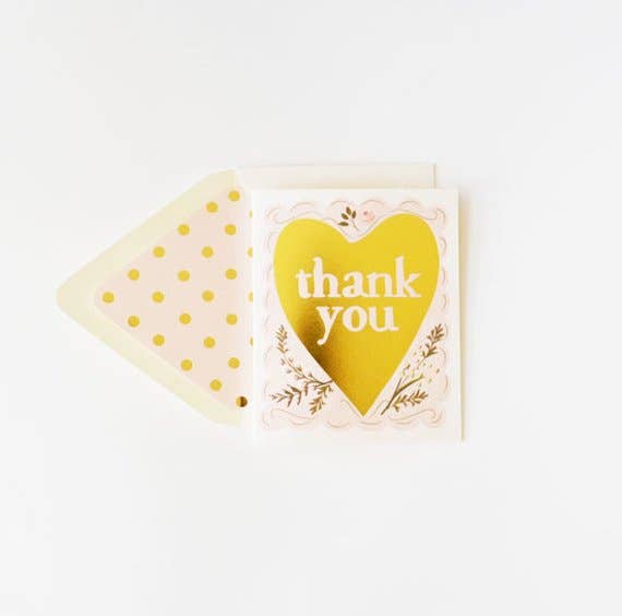 Thank You Gold Foil Heart Card