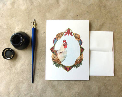 Chicken Quilted Portrait Card