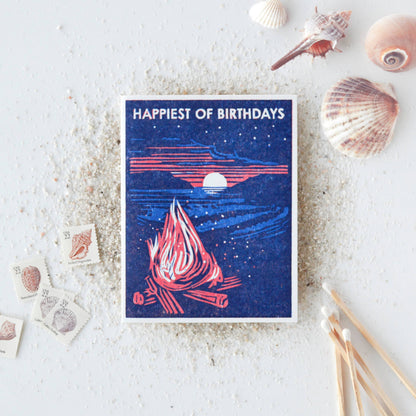 Beach Bonfire Birthday Card
