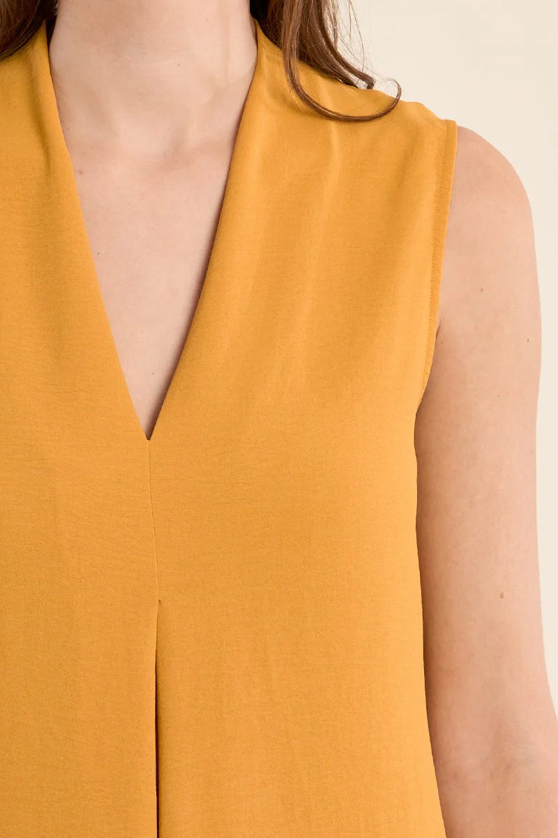 Sleeveless Flowy Maxi Dress in Mustard