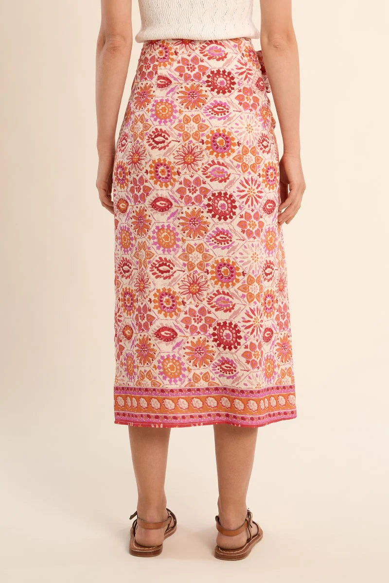 Pink & Orange Medallion Wrap Skirt