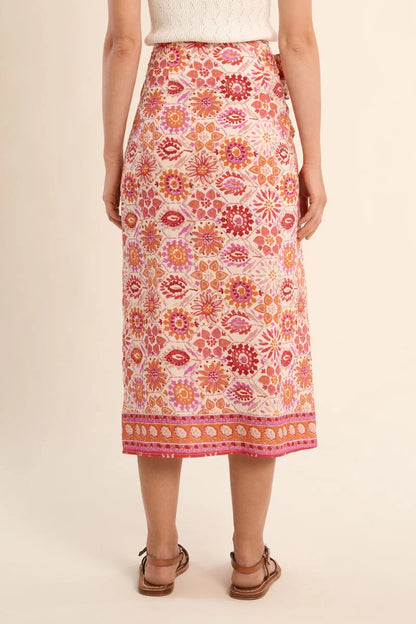 Pink & Orange Medallion Wrap Skirt