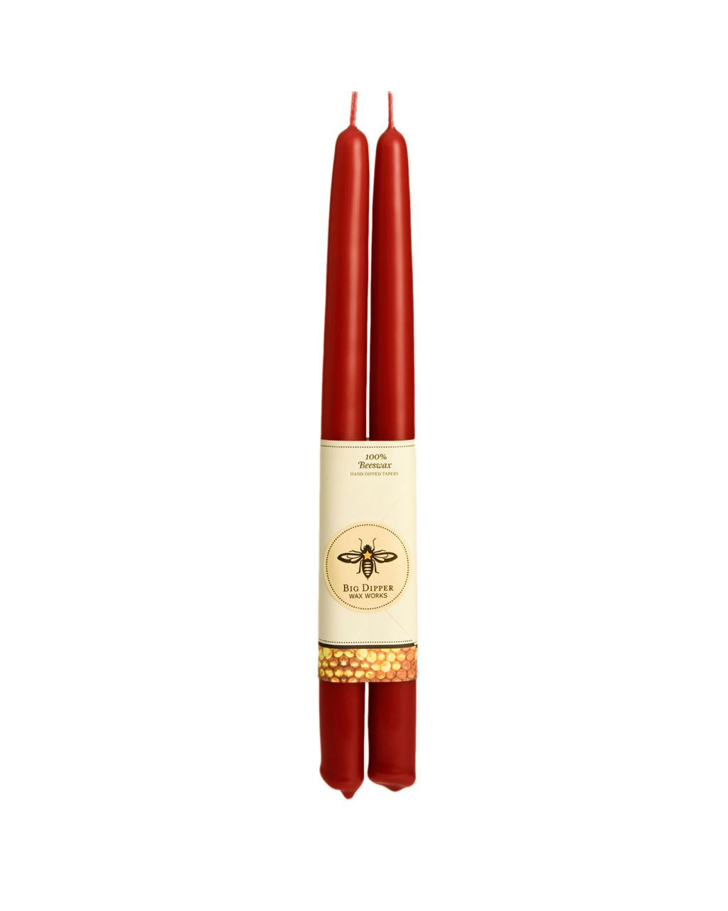 Set of Two Beeswax Taper Candles in Red