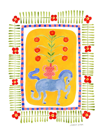 Blue Horse Giclee Art Print | Maren Inga
