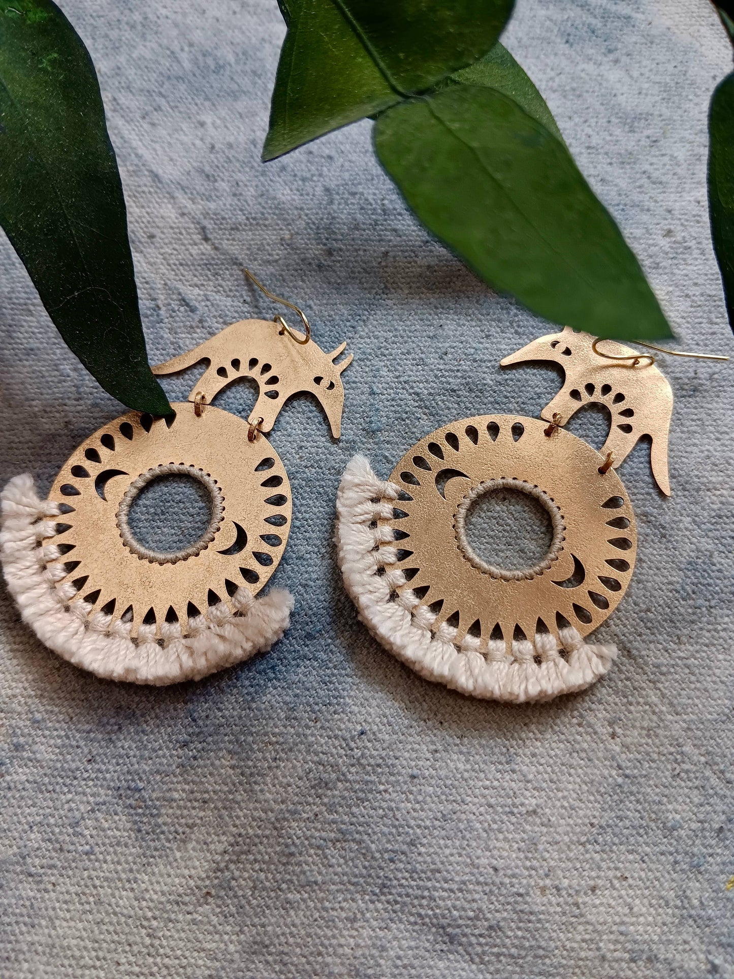 Brass Armadillo Earth Earrings
