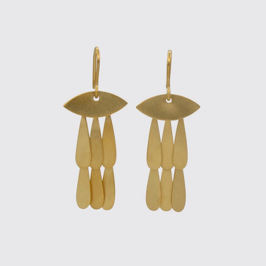 Small Disc and Ellipse Drop Earrings