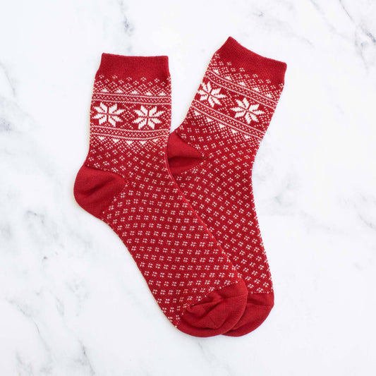 Red Snowflake Socks