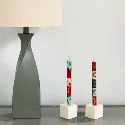 Christmas Hand-Painted Taper Candles Pair
